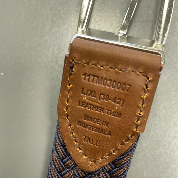 NEW Tommy Bahama Men's L/XL 38-42 Navy/Brown Reversible Belt Leather Trim - Picture 5 of 8